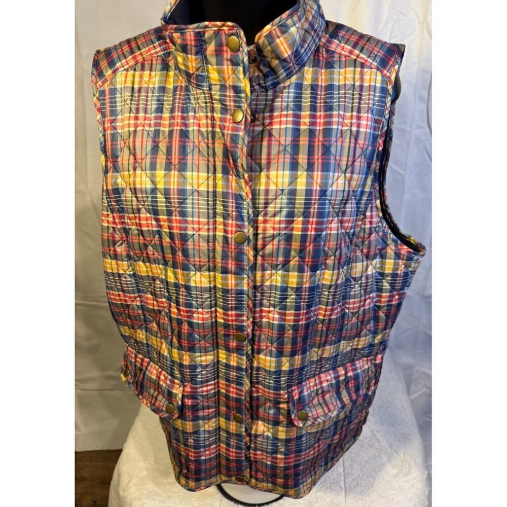 Talbots Puffer Vest Womens Plaid Size XL Cabincore Ecletric Grandpa Cabincore